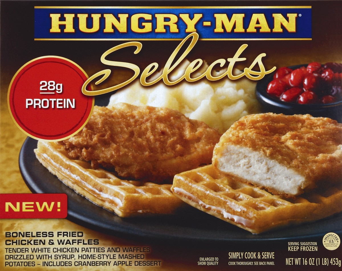 slide 4 of 4, Hungry-Man Selects Boneless Fried Chicken and Waffles, 16 oz