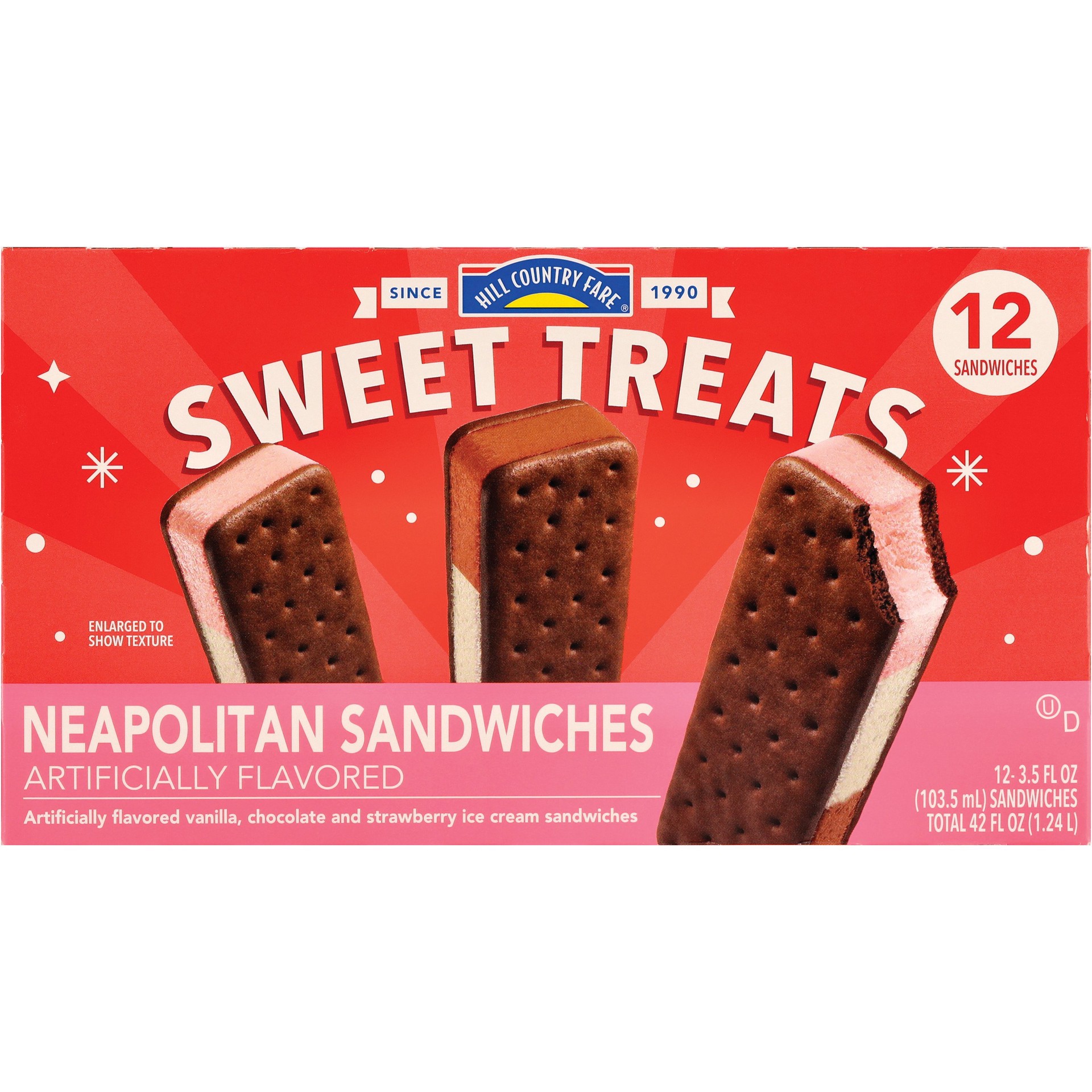 slide 1 of 1, Hill Country Fare Sweet Treats Neopoltan Sandwiches, 12 ct