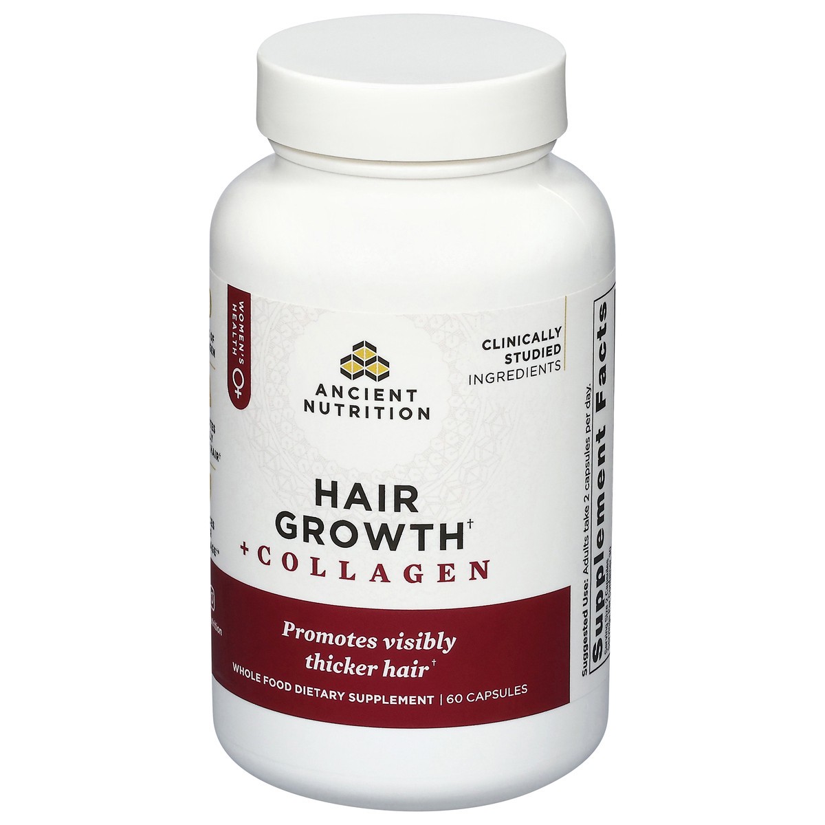 slide 3 of 4, Ancient Nutrition Hair Growth + Collagen 60 Capsules, 60 ct