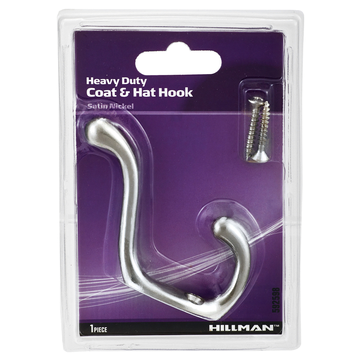 slide 1 of 1, Hillman Coat and Hat Hook Satin Nickel, 1 ct