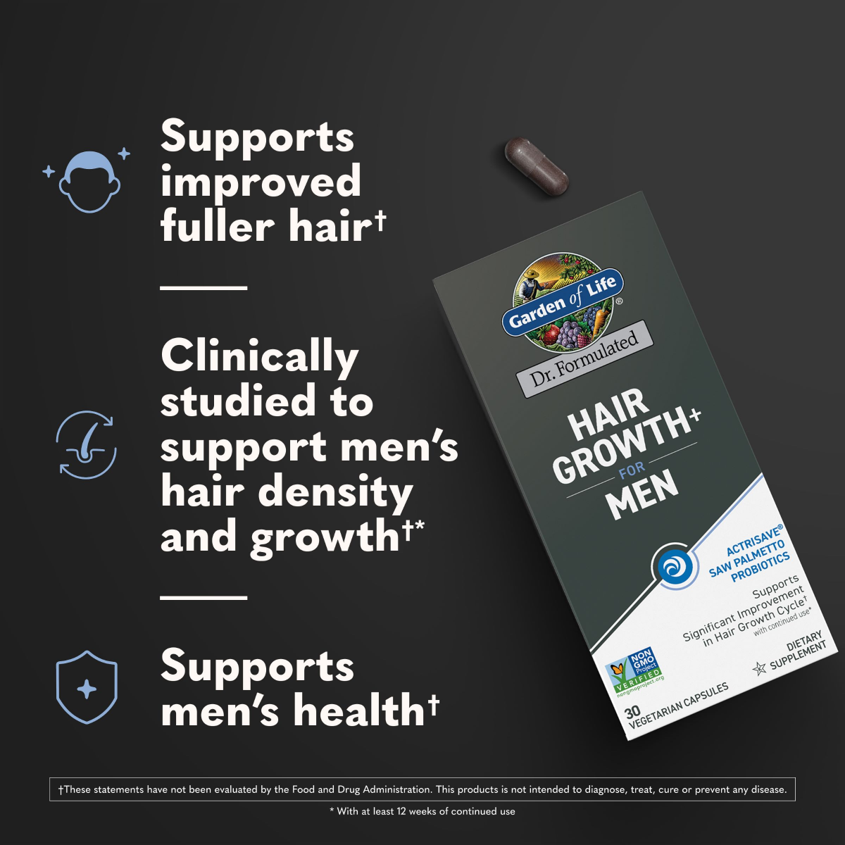 slide 5 of 6, Garden Of Life Men's Hair Growth, 30 ct