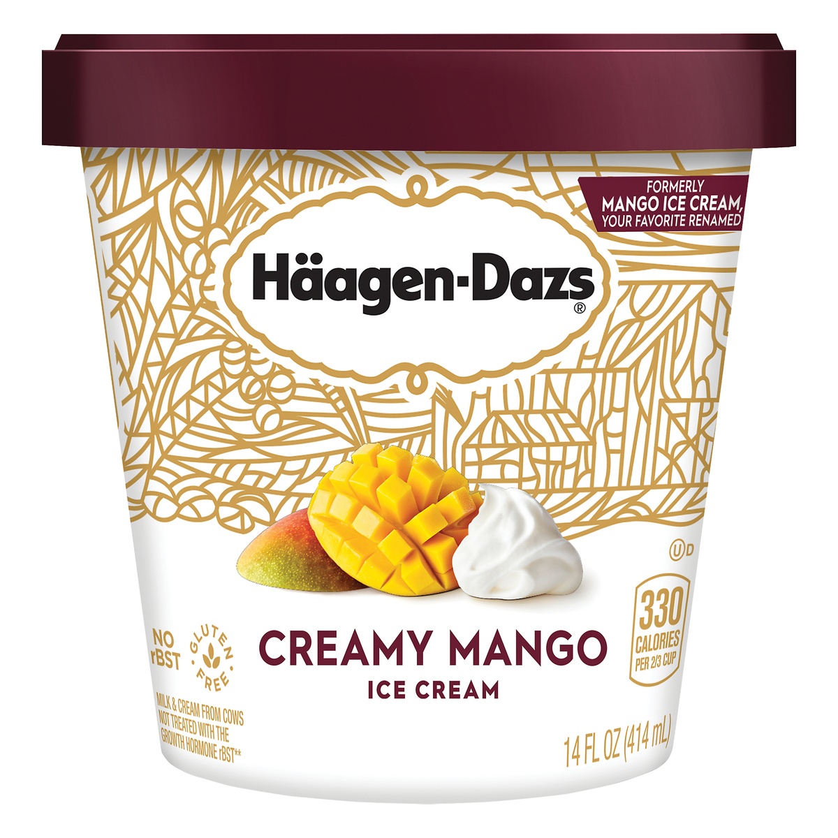 slide 1 of 1, Häagen-Dazs Creamy Mango Ice Cream, 14 fl oz
