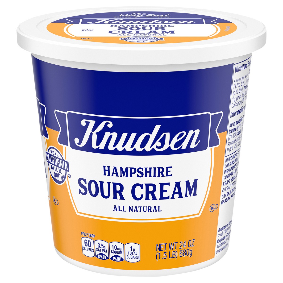 slide 1 of 5, Knudsen All Natural Sour Cream - 24oz Tub, 24 oz