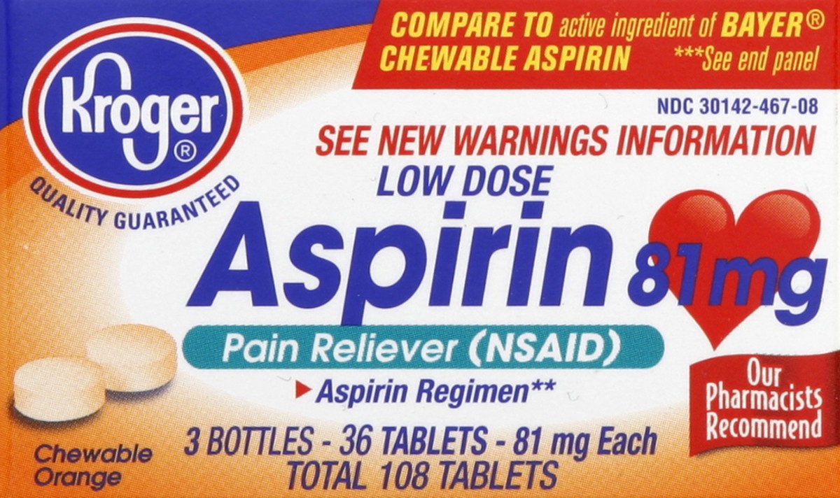 slide 4 of 5, Kroger Aspirin Low Dose Orange Chews, 108 ct