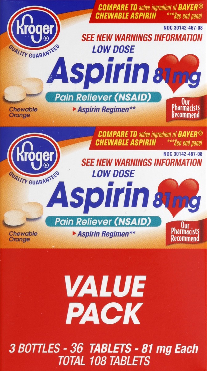 slide 1 of 5, Kroger Aspirin Low Dose Orange Chews, 108 ct