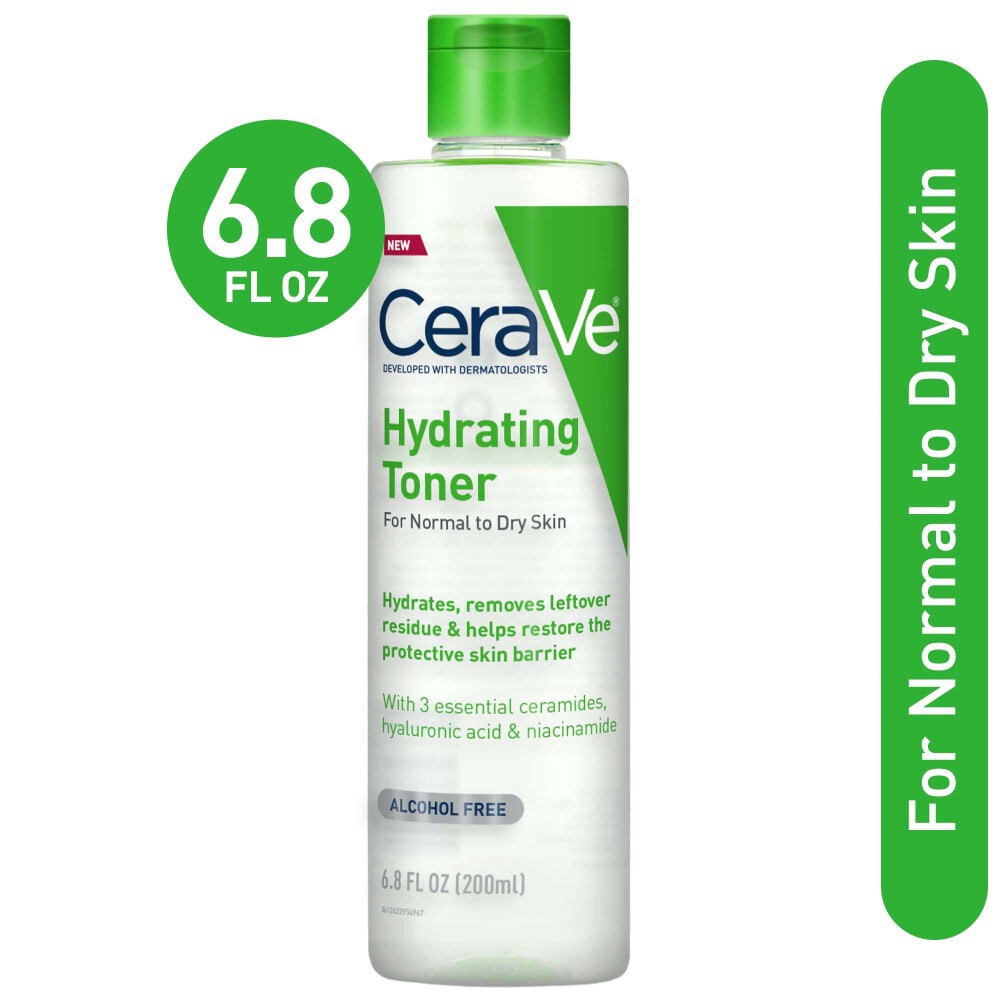 slide 4 of 5, CeraVe Hydrating Facial Toner, Alcohol-Free Face Toner for Sensitive Dry Skin, 6.8 fl oz
