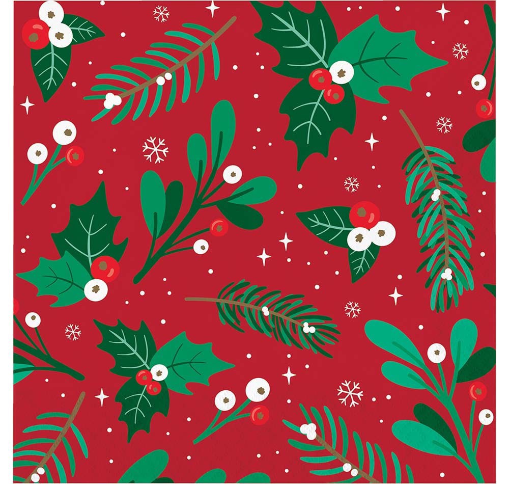 slide 2 of 2, Party Creations Holiday Greenery Lunch Napkins, 16 ct