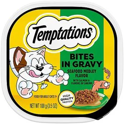 Temptations Bites in Gravy Seafood Medley Adult Wet Cat Food Single - 3.5 Oz