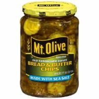 slide 1 of 1, Mt. Olive Bread & Butter Chips With Sea Salt, 24 fl oz