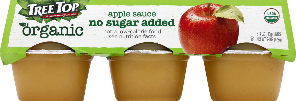 slide 2 of 7, Tree Top No Sugar Added Organic Apple Sauce 6 - 4 oz Cups, 6 ct