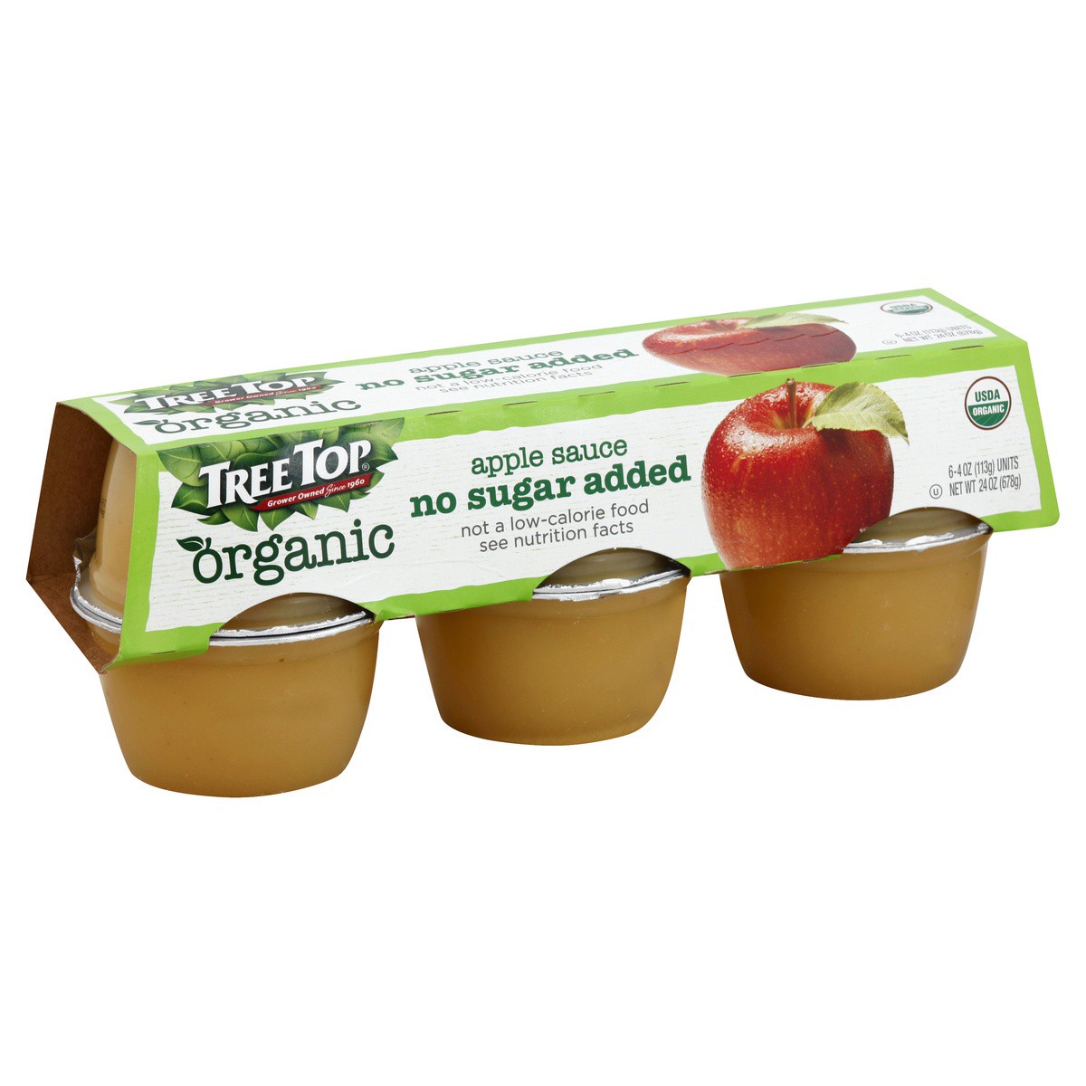 slide 1 of 7, Tree Top No Sugar Added Organic Apple Sauce 6 - 4 oz Cups, 6 ct