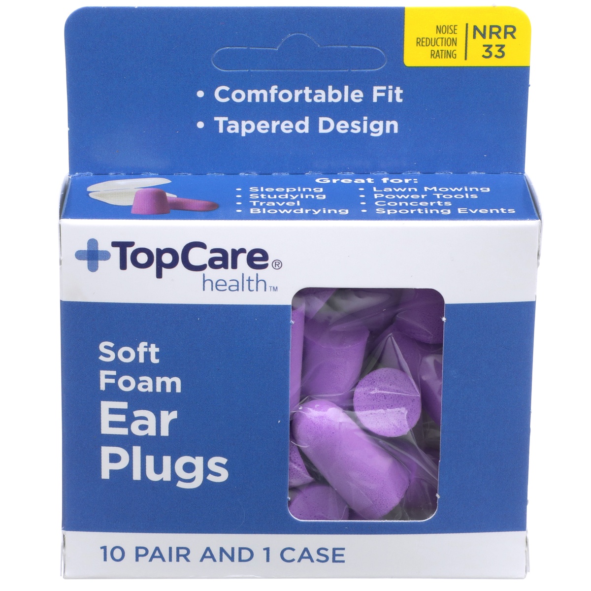 slide 1 of 1, TopCare Top Care Ear Plugs Soft Foam Comfort 10 Pair, 1 ct