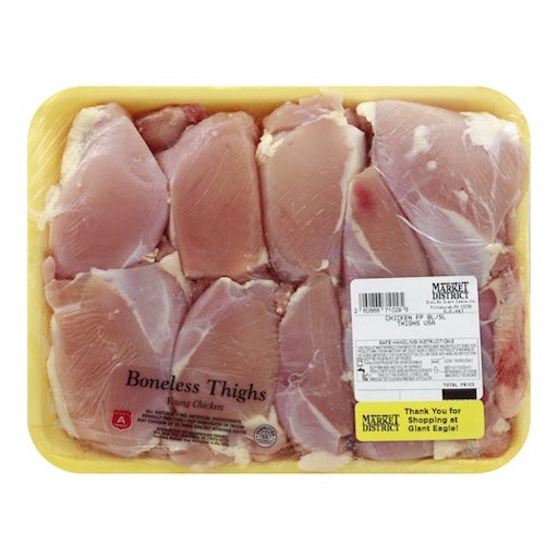 slide 1 of 1, Giant Eagle Enhanced Chicken Thighs, Boneless, Skinless, Family Pack, per lb