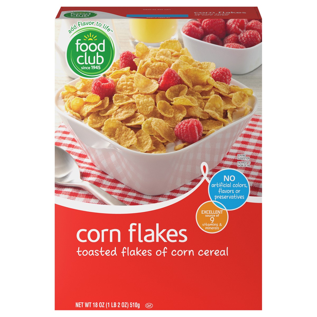 slide 1 of 9, Food Club Corn Flakes Cereal 18 oz, 18 oz