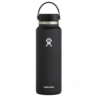 slide 1 of 1, Hydro Flask Wide Mouth Water Bottle With Flex Cap, Black V2.0, 40 oz