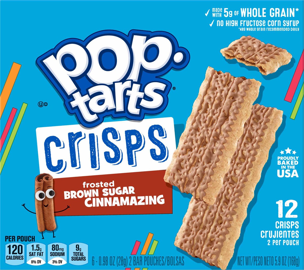 slide 7 of 8, Pop-Tarts Crisps Baked Snack Bars, Frosted Brown Sugar, 5.9 oz, 12 Count, 5.9 oz