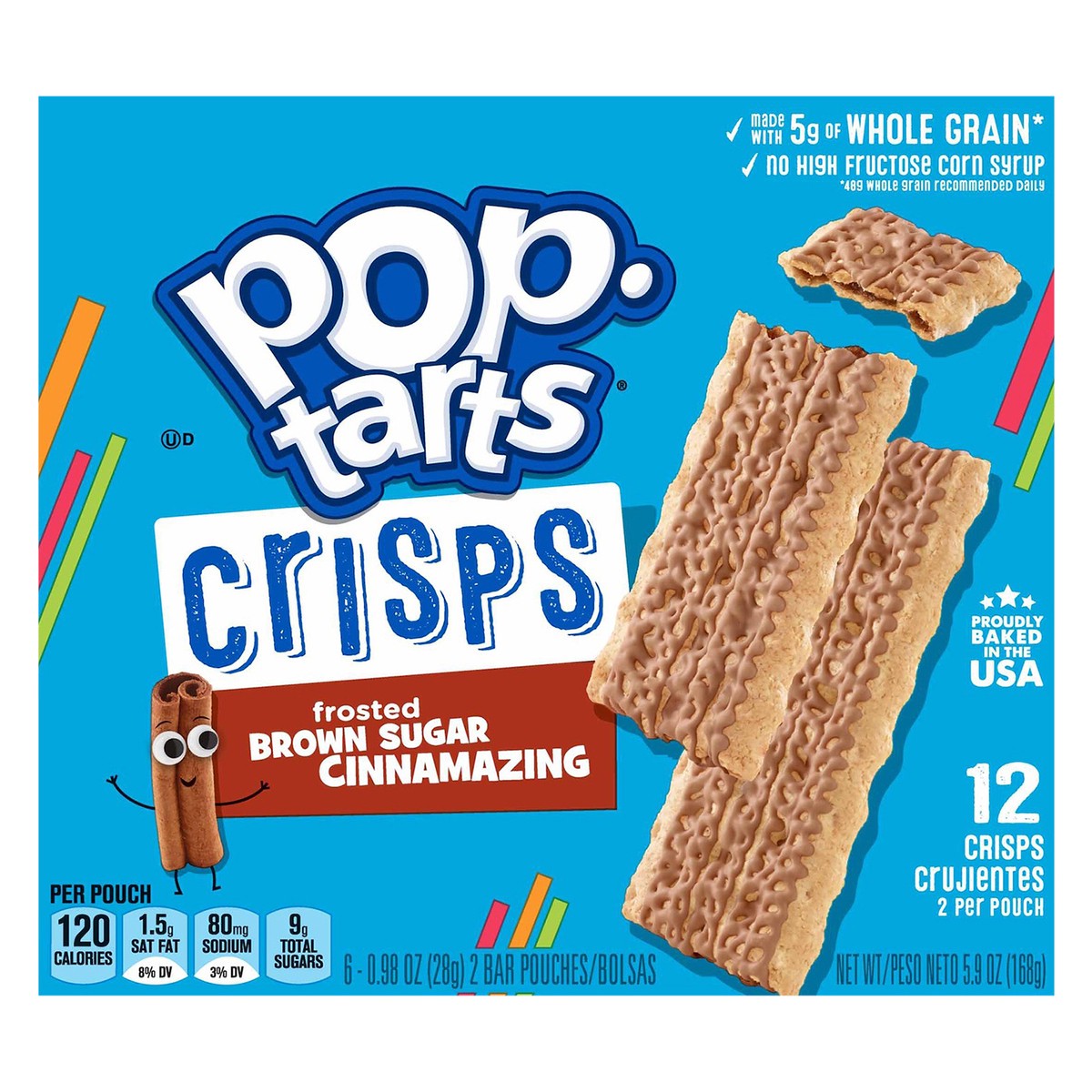slide 1 of 8, Pop-Tarts Crisps Baked Snack Bars, Frosted Brown Sugar, 5.9 oz, 12 Count, 5.9 oz