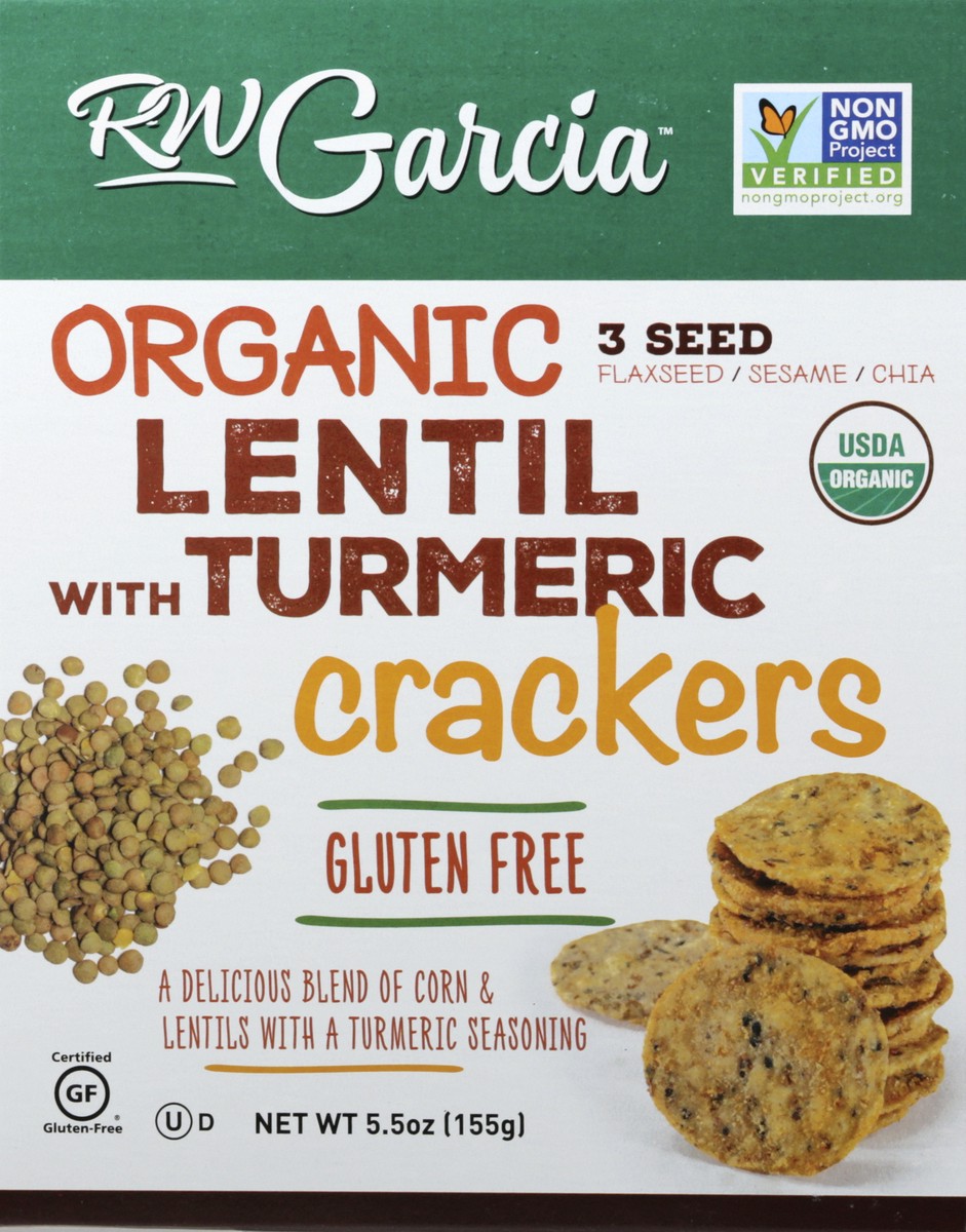 slide 9 of 13, RW Garcia Organic 3 Seed Lentil with Turmeric Crackers 5.5 oz, 5.5 oz