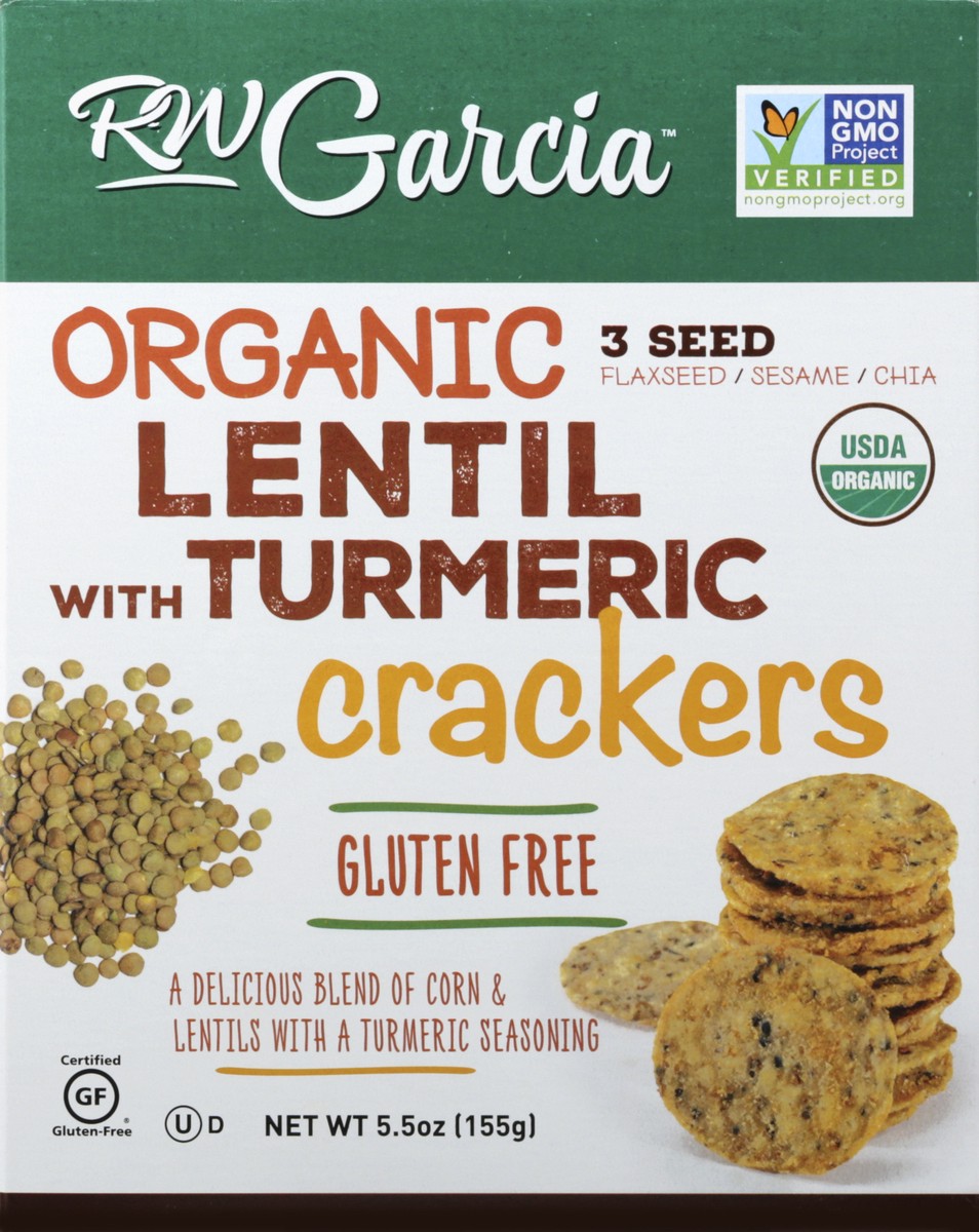 slide 8 of 13, RW Garcia Organic 3 Seed Lentil with Turmeric Crackers 5.5 oz, 5.5 oz