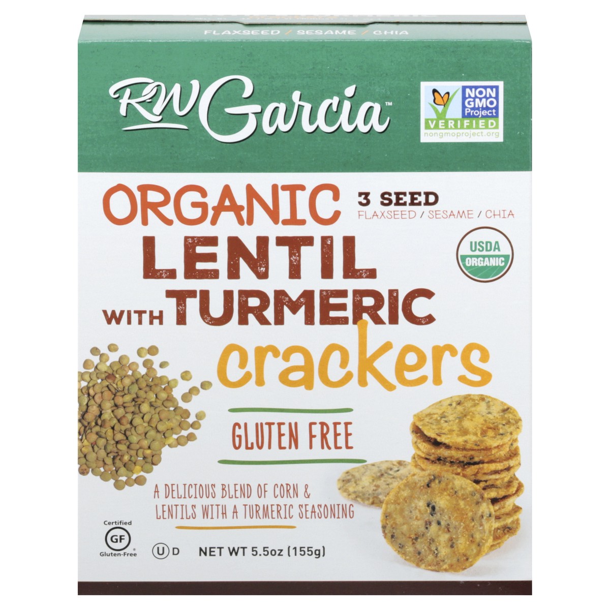 slide 12 of 13, RW Garcia Organic 3 Seed Lentil with Turmeric Crackers 5.5 oz, 5.5 oz