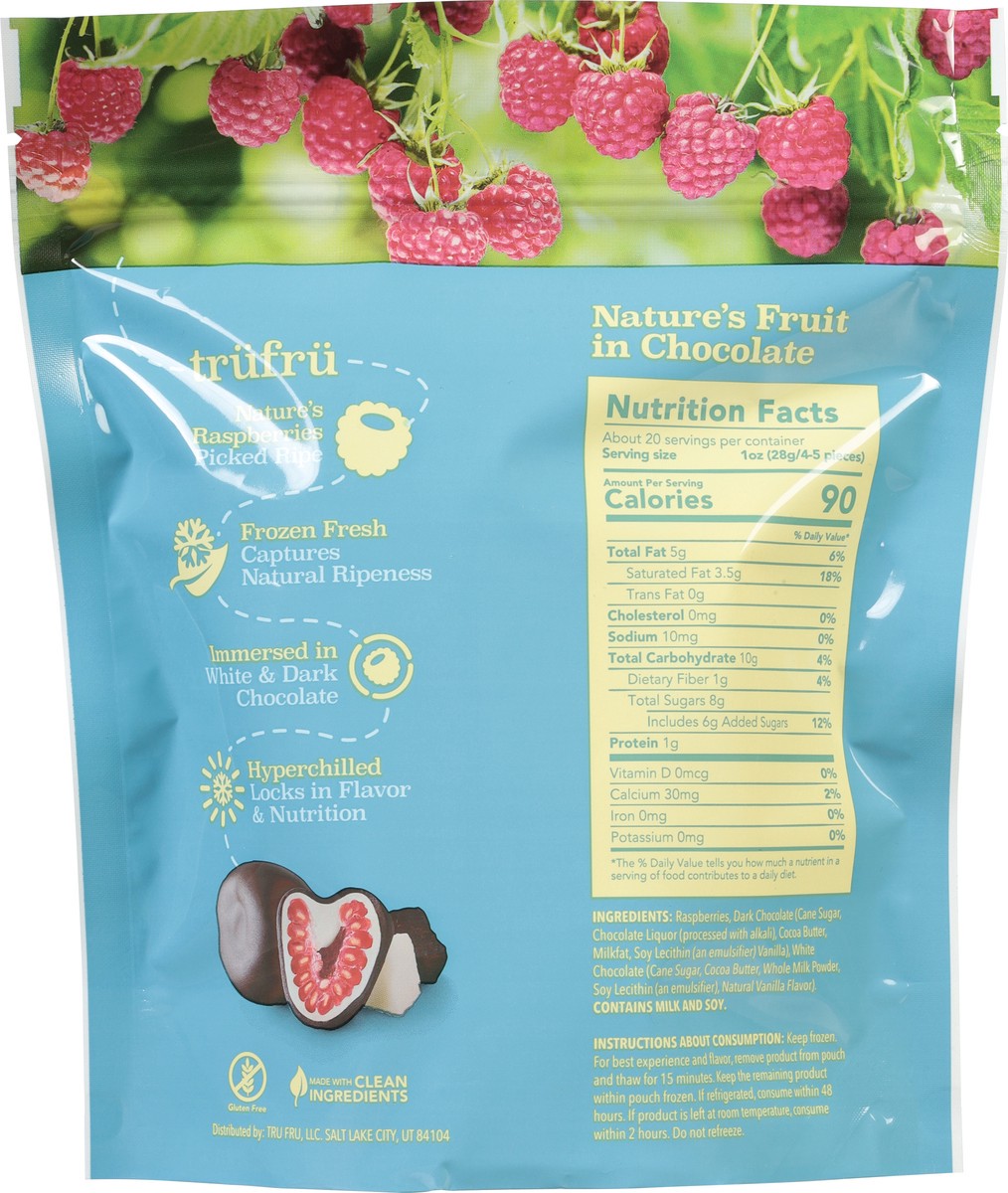 slide 5 of 9, Tru Fru Nature's Raspberries Hyper-Chilled in White & Dark Chocolate (20oz), 20 oz