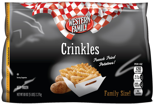 slide 1 of 1, Western Family Crinkle Cut Fries, 80 oz