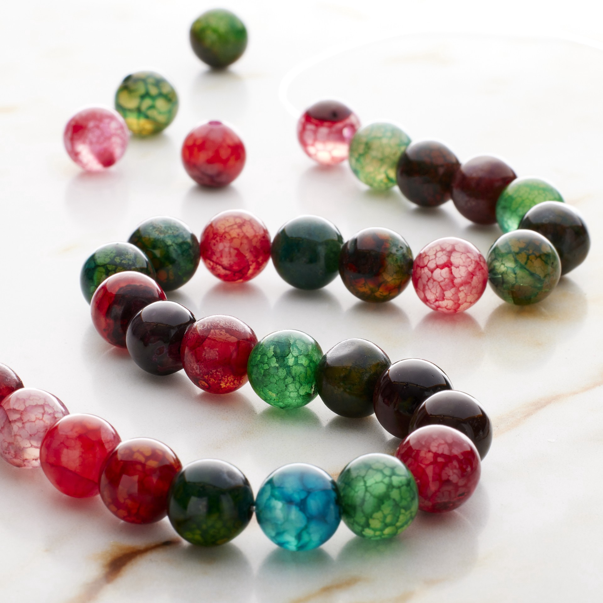 slide 2 of 3, Multicolor Crackled Agate Round Beads By Bead Landing, 10 mm