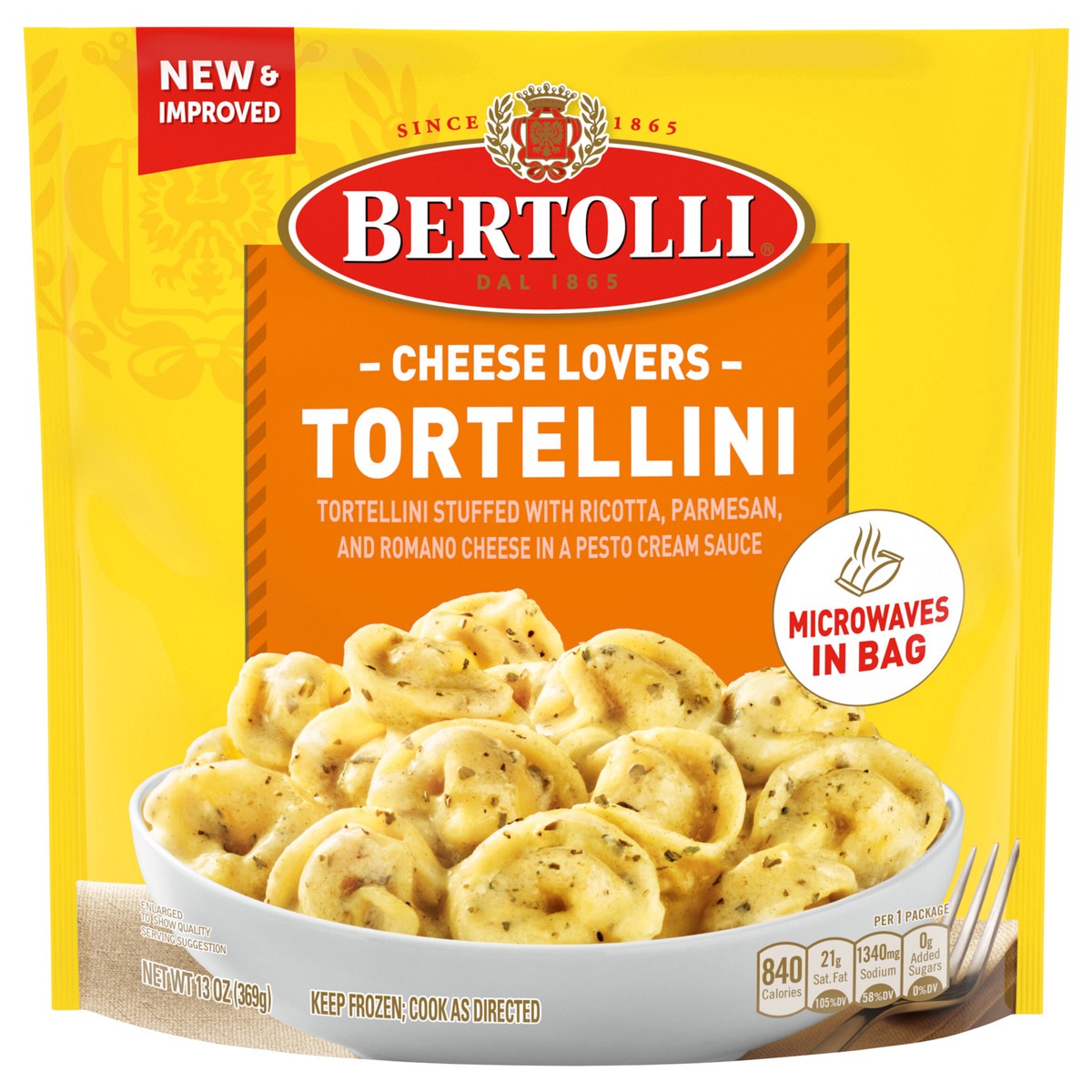 slide 1 of 5, Bertolli Pasta Sides Cheese Lovers Tortellini, Frozen Sides, 13 oz., 13 oz