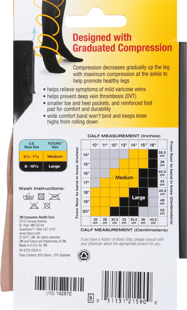 slide 5 of 9, Futuro Ultra Sheer Knee Highs for Women Nude 71060EN, Medium, 1 pair