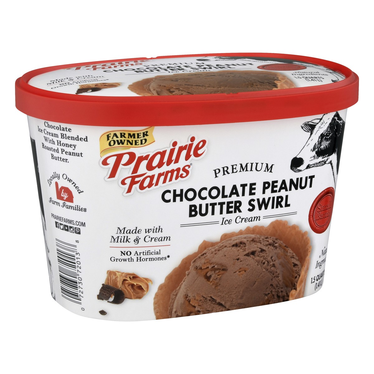 slide 7 of 9, Prairie Farms Premium Chocolate Peanut Butter Swirl Ice Cream 1.5 qt, 1.5 qt