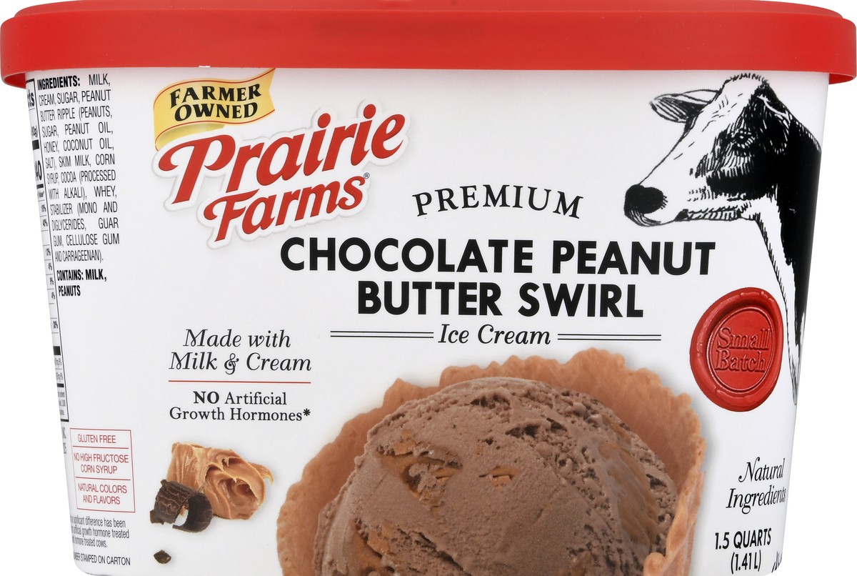 slide 6 of 9, Prairie Farms Premium Chocolate Peanut Butter Swirl Ice Cream 1.5 qt, 1.5 qt