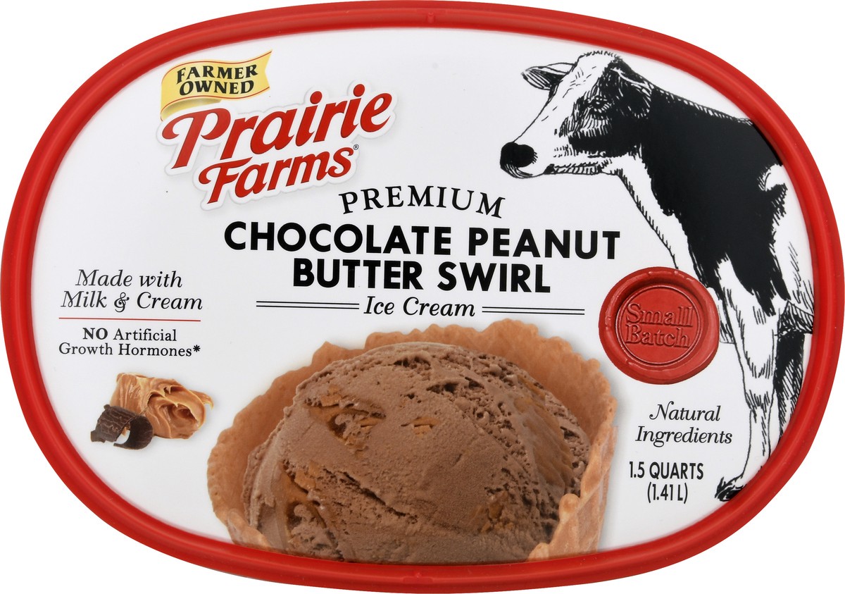 slide 8 of 9, Prairie Farms Premium Chocolate Peanut Butter Swirl Ice Cream 1.5 qt, 1.5 qt