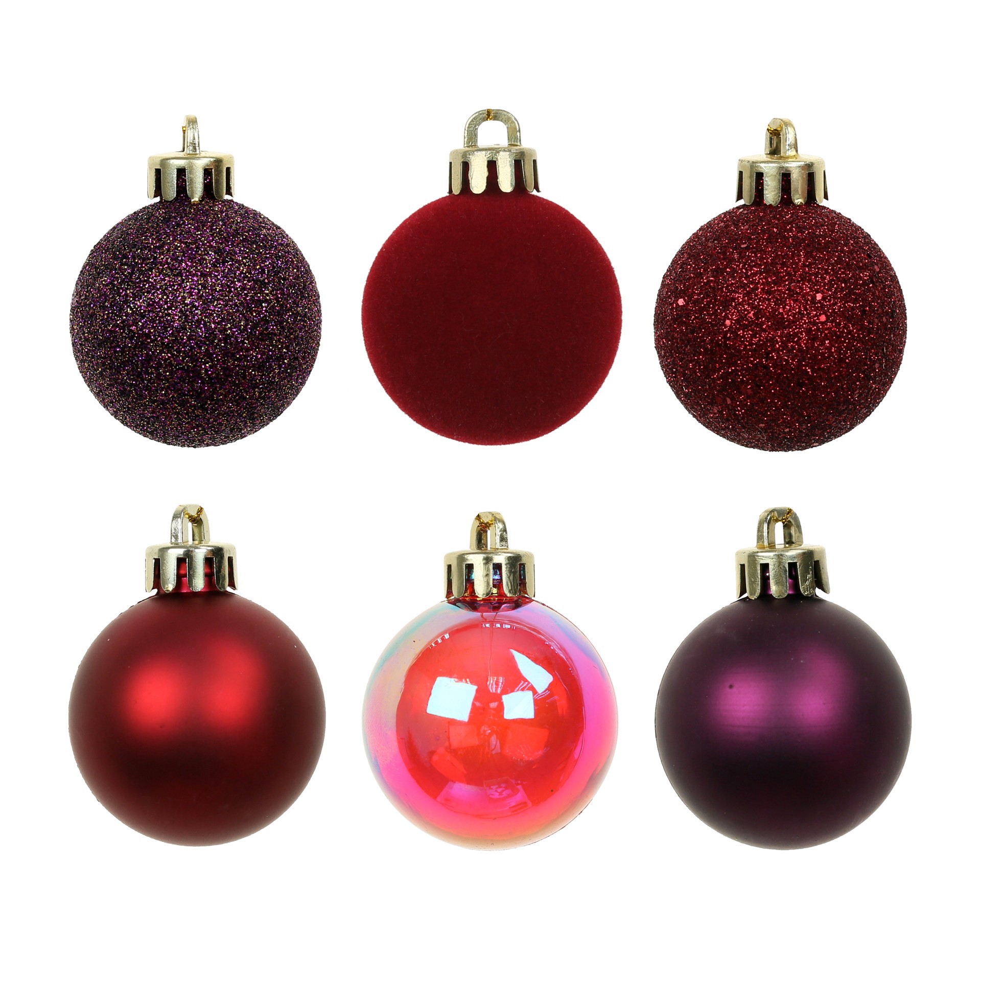slide 2 of 3, 7 Pack 1.5" Burgundy Shades Shatterproof Ball Ornaments By Ashland, 7 ct