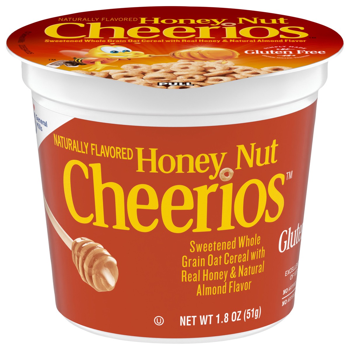 slide 2 of 14, Cheerios Honey Nut Cheerios Breakfast Cereal Cup, Gluten Free, Single Serve Cereal, 1.8 oz, 1.8 oz