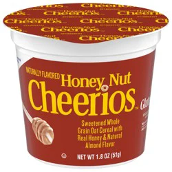 Cheerios Honey Nut Cheerios Breakfast Cereal Cup, Gluten Free, Single Serve Cereal, 1.8 oz