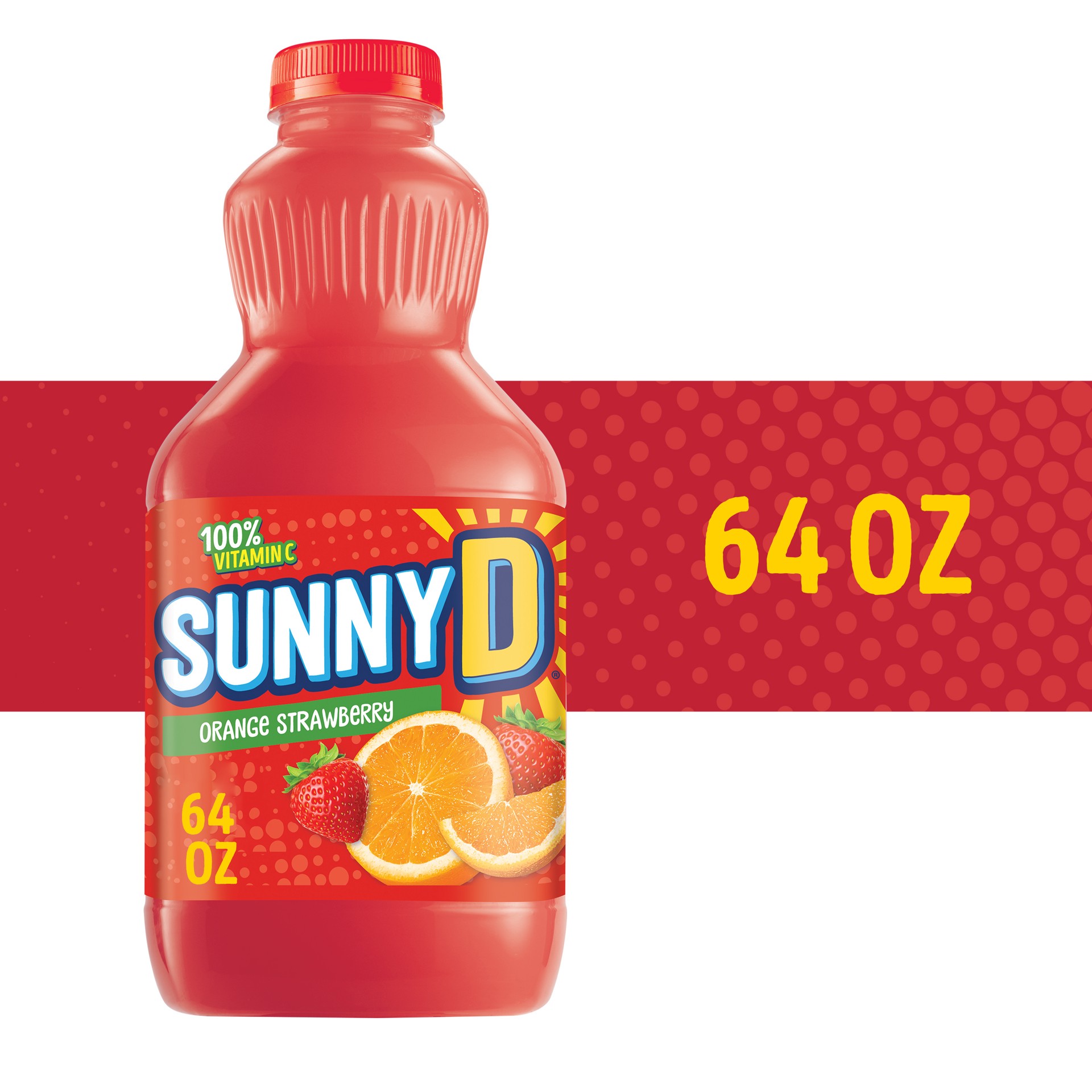 slide 1 of 9, SUNNYD Orange Strawberry Juice Drink, 64 FL OZ Bottle, 64 fl oz