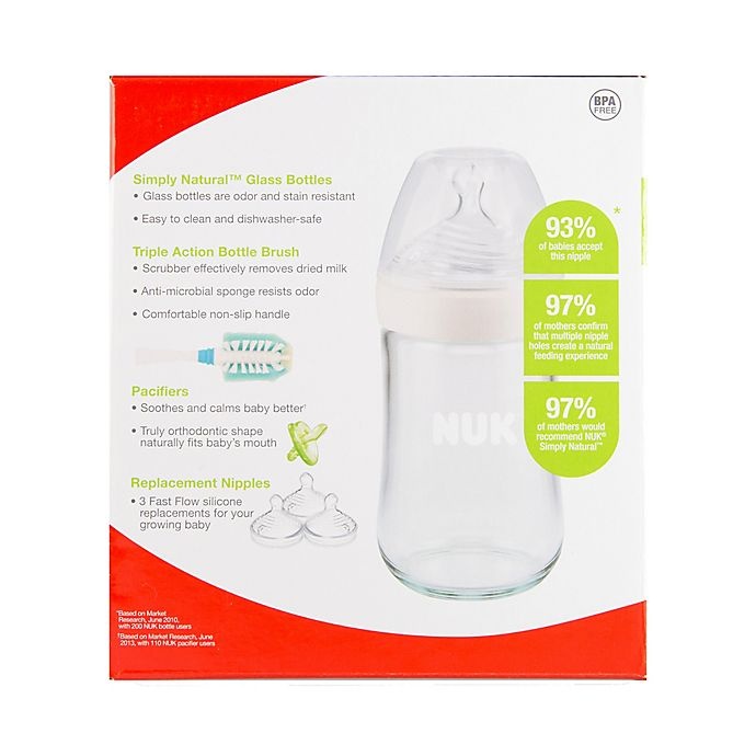 slide 10 of 11, NUK Simply Natural Glass Bottle Newborn Gift Set, 11 ct