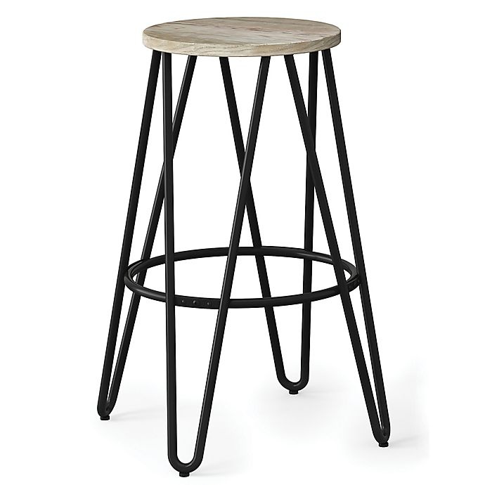 slide 1 of 5, Simpli Home Simeon Bar Stool - Black/ Natural, 1 ct