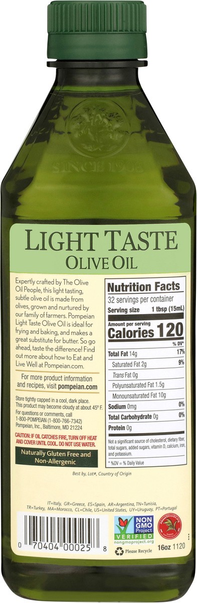 slide 4 of 9, Pompeian 16 oz Pompeian Light Taste Olive Oil, 16 fl oz