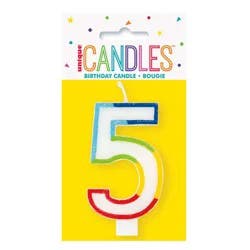 unique Rainbow Border Number 5 Birthday Candle