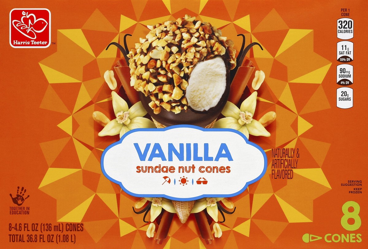 slide 4 of 4, Harris Teeter Sundae Nut Cones - Vanilla, 36.8 oz