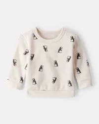 Carter's Baby Boy Penguin Print Fleece Sweatshirt - Cream Cream 6M