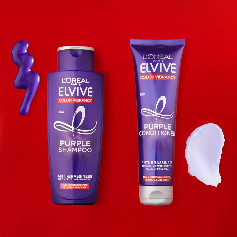 slide 2 of 4, L'Oréal Elvive Color Vibrancy Purple Conditioner, Color Treated Hair, 5.1 oz