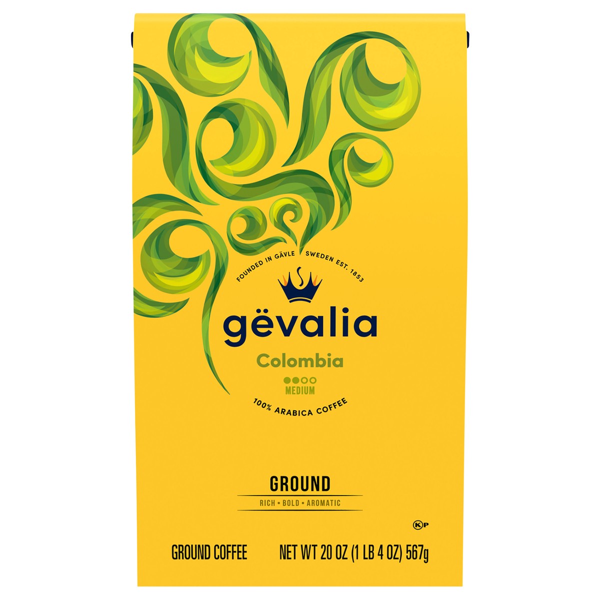 slide 9 of 12, Gevalia Colombia Medium Roast Ground Coffee, 20 oz Bag, 20 oz