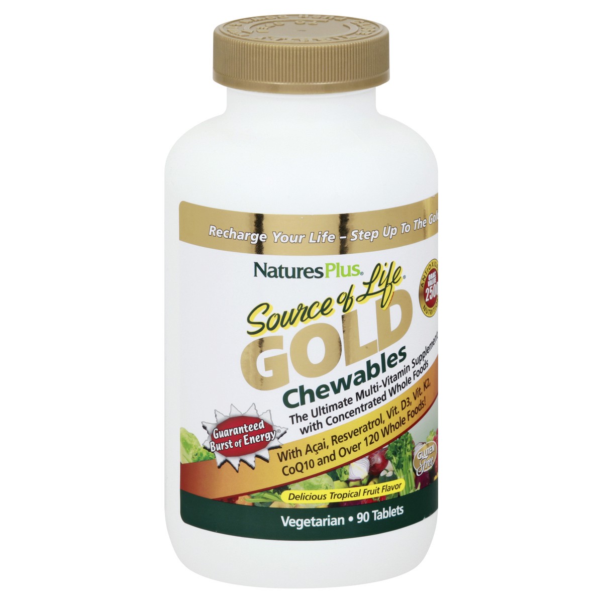 slide 3 of 12, Nature's Plus Source of Life Gold Chewables Tablets Delicious Tropical Fruit Flavor Multi-Vitamin Supplement 90 ea, 90 ct