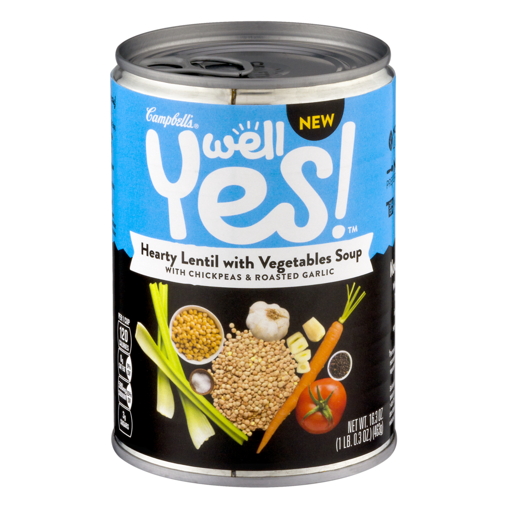 slide 1 of 1, Campbell's Well Yes! Hearty Lentil Vegetables Soup, 16.3 oz