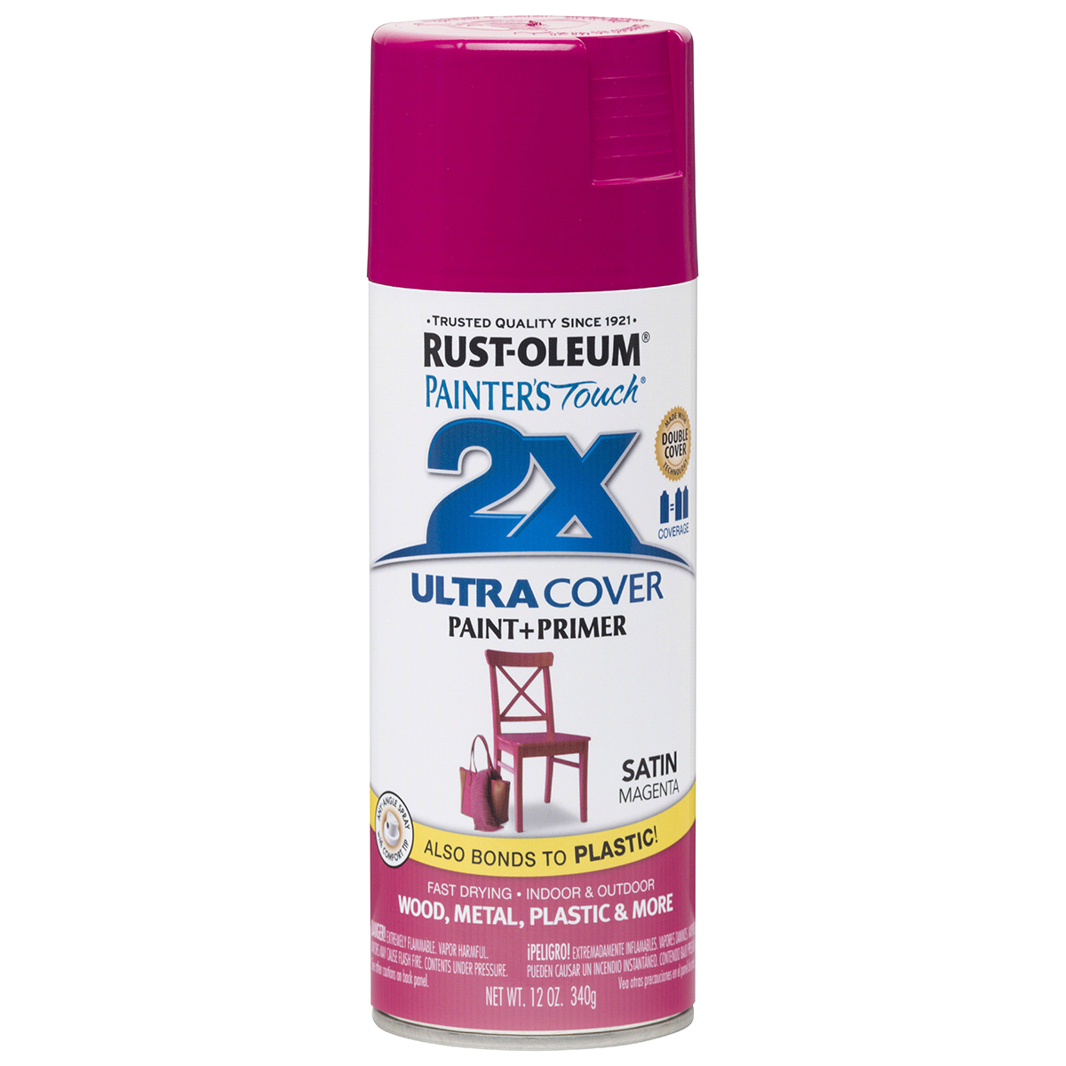 slide 1 of 5, Rust-Oleum Painters Touch 2X Ultra Cover Spray Paint - 283188, Satin Magenta, 12 oz