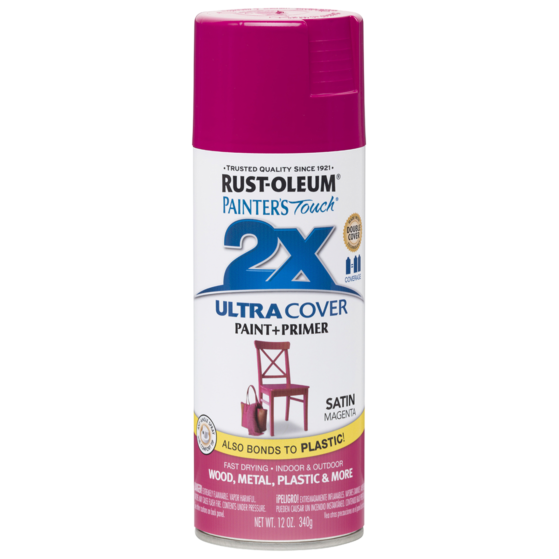 slide 1 of 1, Rust-Oleum Painters Touch 2X Ultra Cover Spray Paint - 283188, Satin Magenta, 12 oz