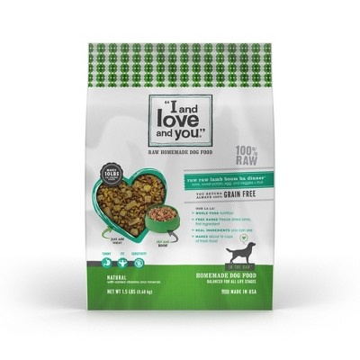 slide 1 of 1, I and Love and You In The Raw Lamb Dry Dog Food, 1.5 lb