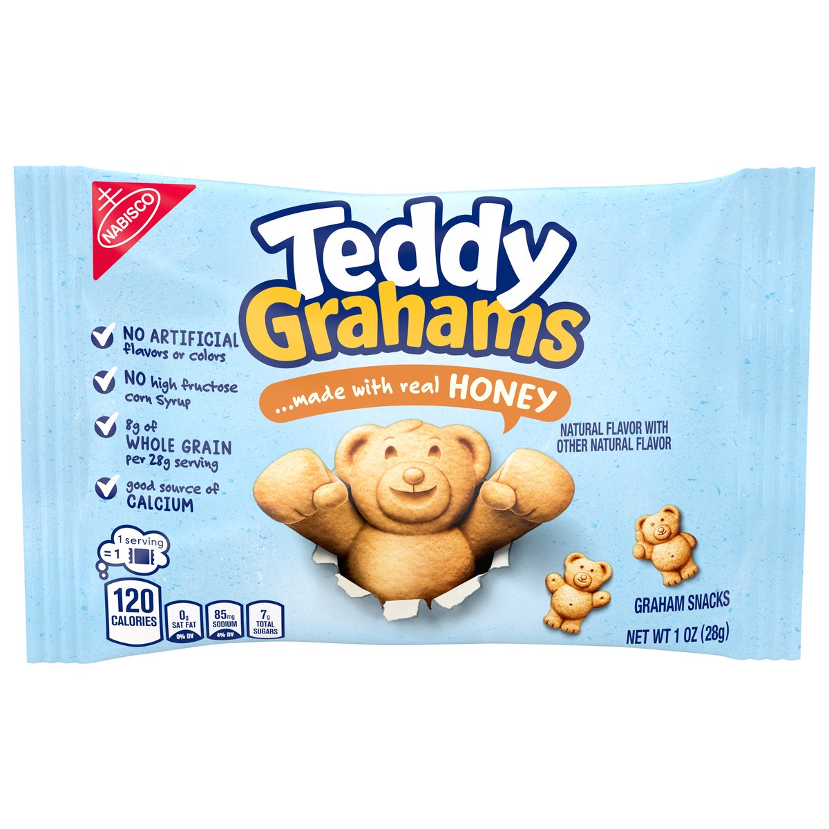 slide 1 of 9, Teddy Grahams Honey Graham Snacks, 1 oz, 0.06 lb